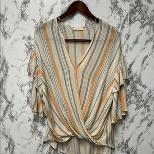 Millibon Women’s Striped V-Neck Top Blouse Size L